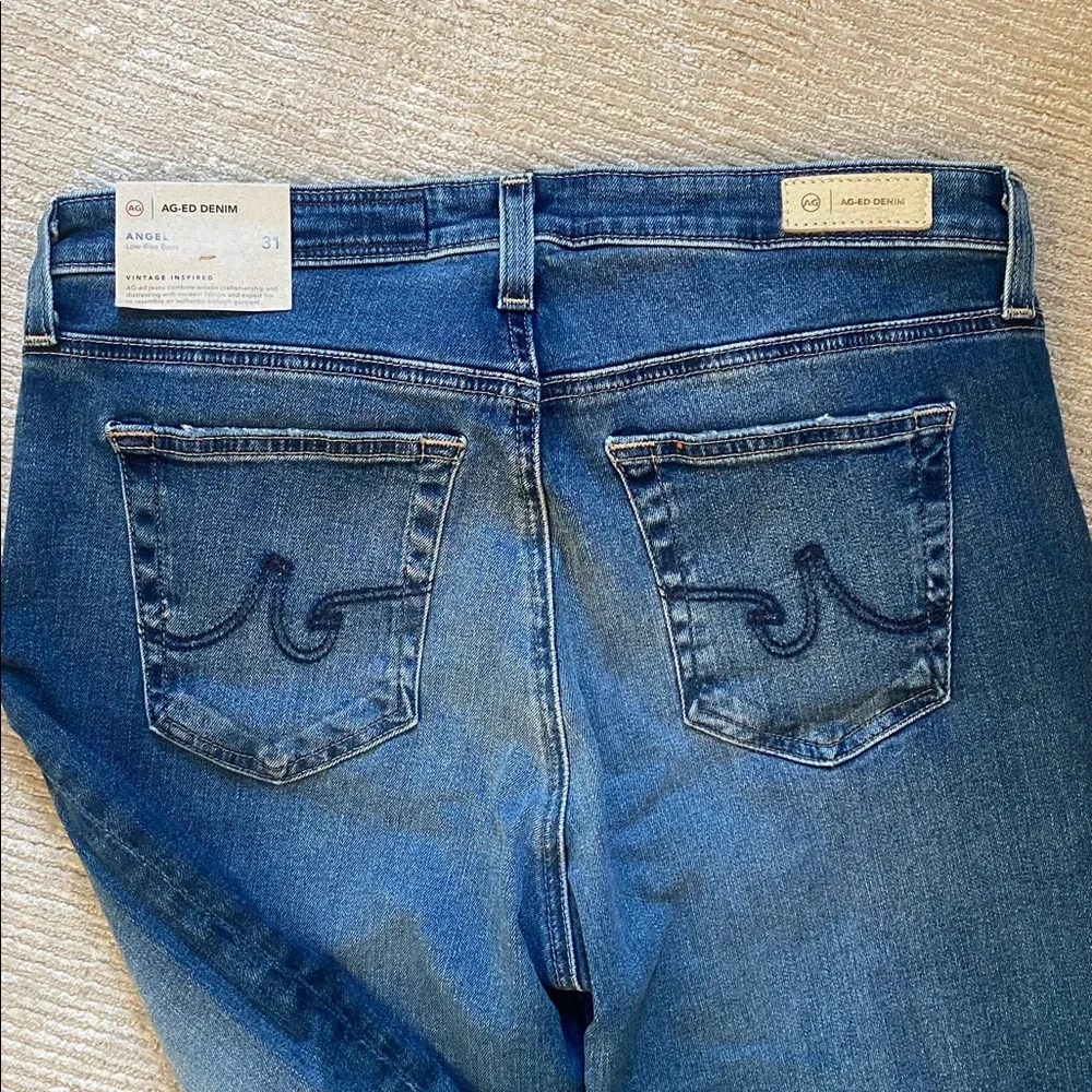 AG Adriano Goldschmied Angel Low-Rise Boot Cut Blue Denim Jeans Size 31 NWT - Picture 12 of 15
